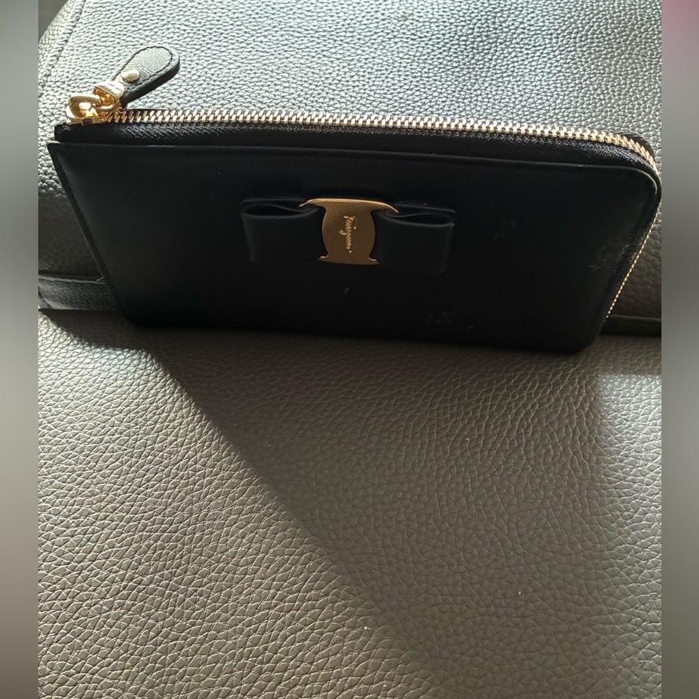 Black Designer Wallet with Gold Accents